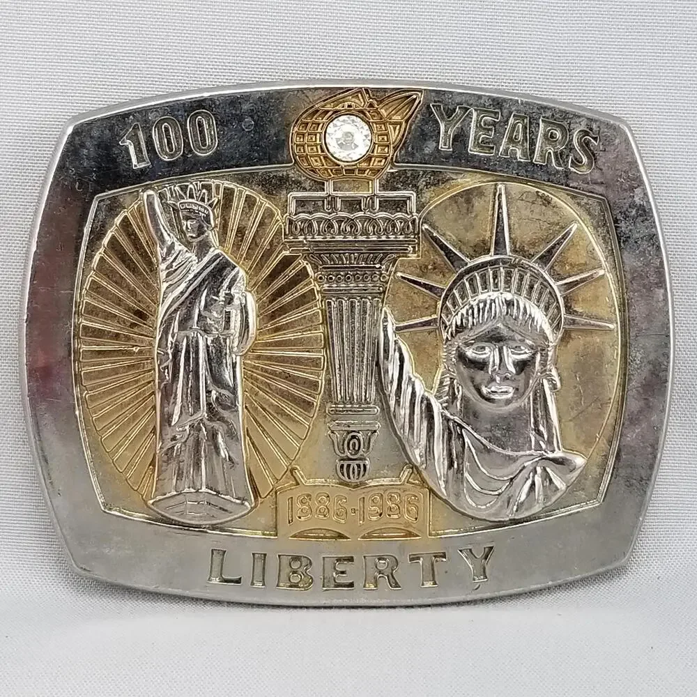 Belt Buckle 1986 100 Years Of Liberty Statue Of Liberty USA By Sterling Treasury